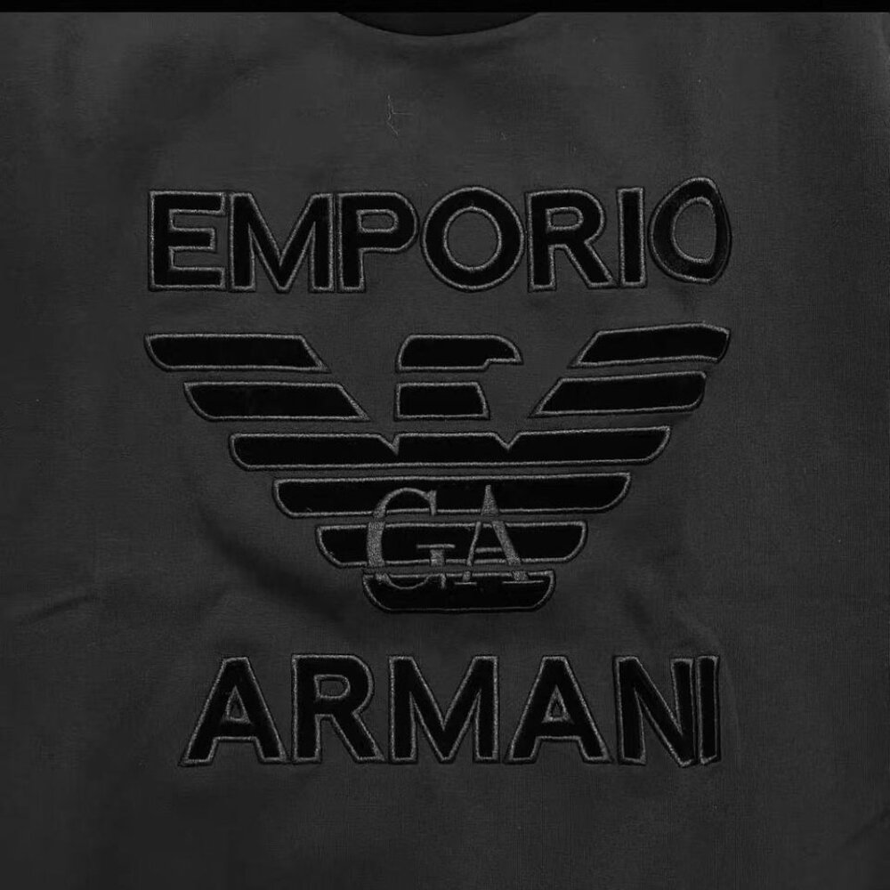 Emporio Armani Men's Double Jersey Sweatshirt with Oversized Eagle Velvet Patch - Picture 9 of 12